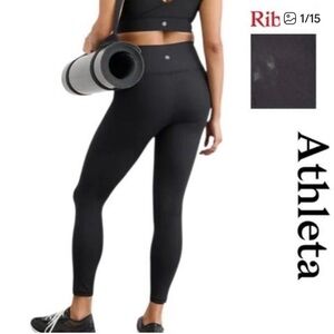 Athleta RIBBED High Waist Seamless Legging Black Yoga GYM Workout Women Medium
